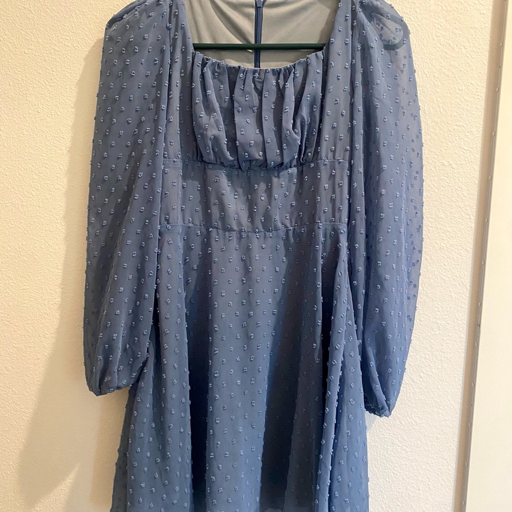 Chic Blue Long Sleeve Dress